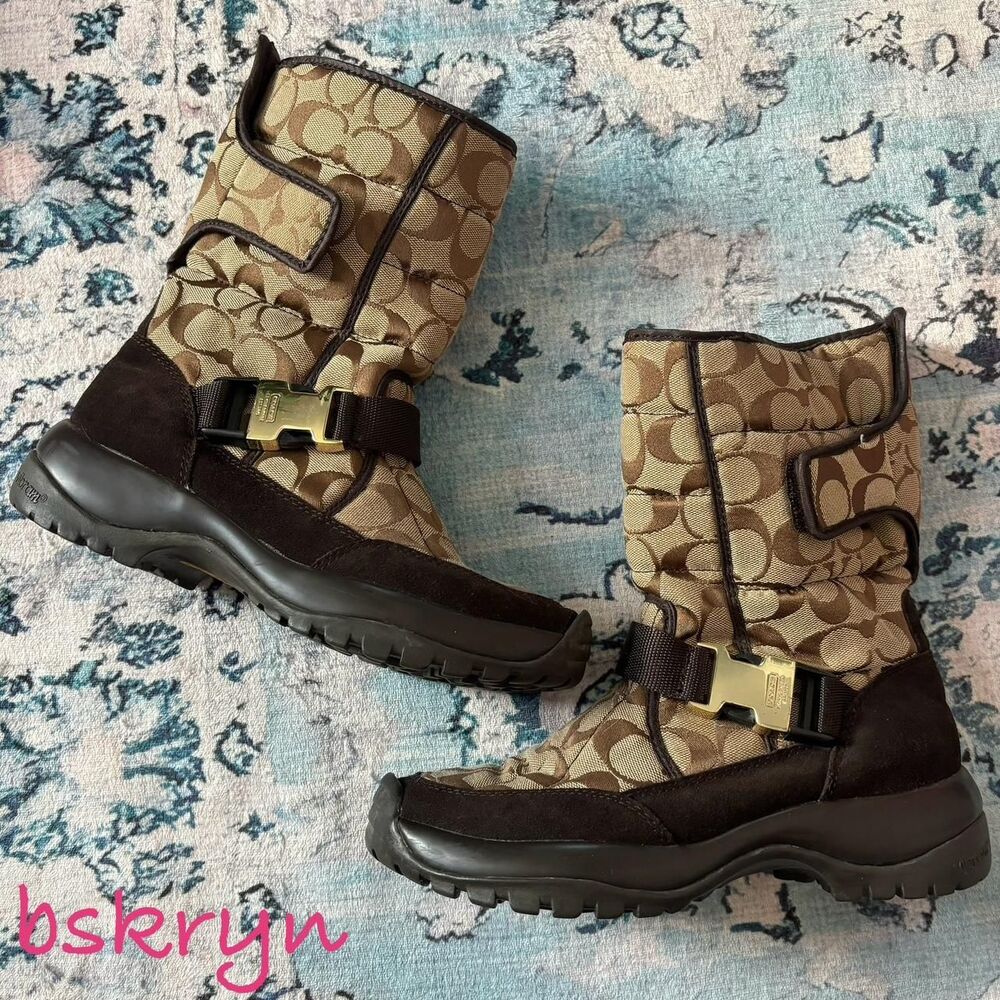 Coach Women's Brown and Gold Boots
